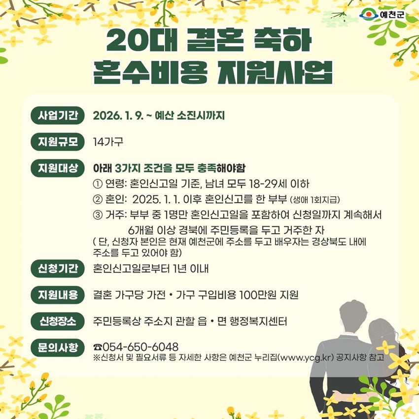 1.20대 결혼 축하 혼수비용 지원사업 안내
